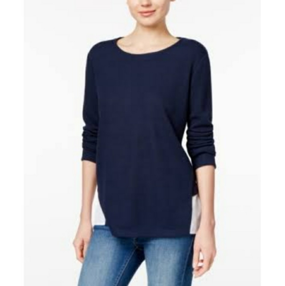 NWT Style & Co. Blue Mixed Media Knit XL XXL Top